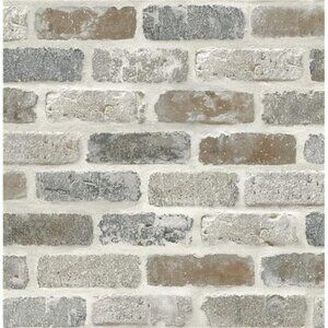 Washed Faux Brick Peel and Stick Wallpaper